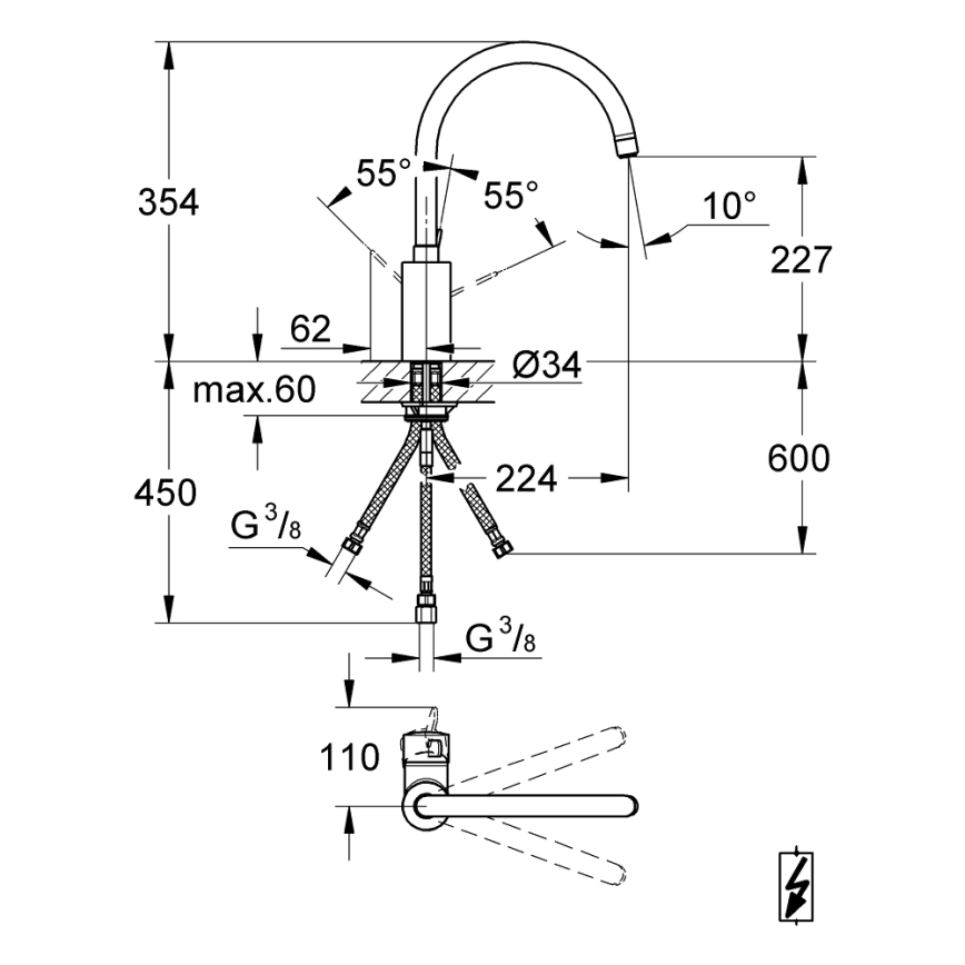 GROHE 31180000 - EUROSMART COSMOPOLITAN izlietnes jaucējkrāns, spīdīgs hroms