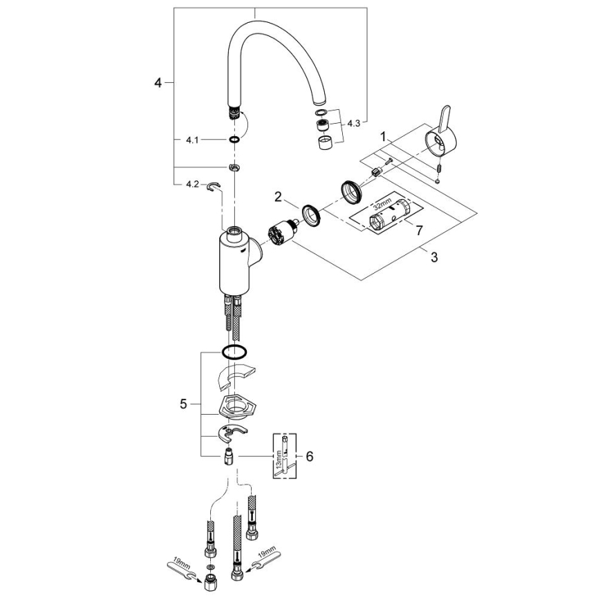 GROHE 31180000 - izlietnes jaucējkrāns EUROSMART COSMOPOLITAN, spīdīgs hroms