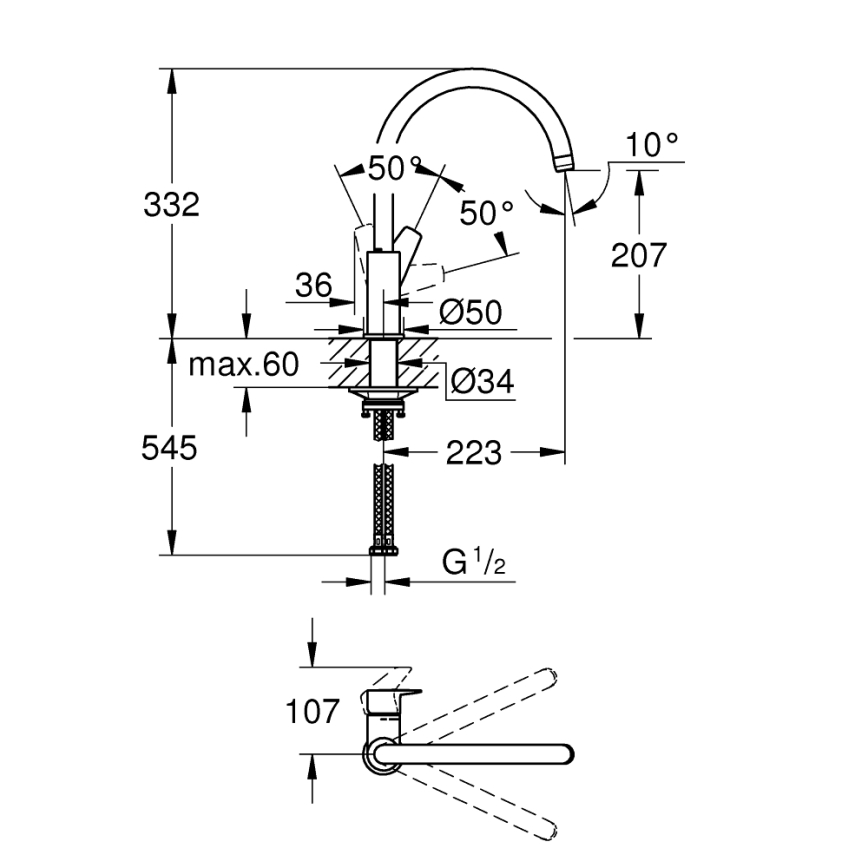 GROHE 31233001 - Izlietnes jaucējkrāns START spīdīgs hroms