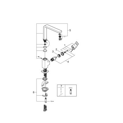 GROHE 31255000 - izlietnes jaucējkrāns EUROCUBE, spīdīgs hroms