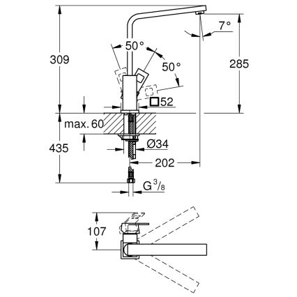 GROHE 31255000 - izlietnes jaucējkrāns EUROCUBE, spīdīgs hroms