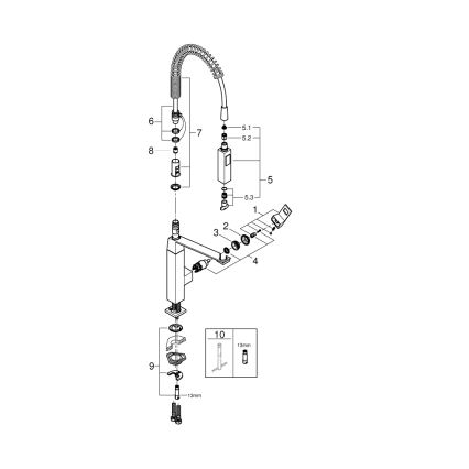 GROHE 31395000 - Virtuves jaucējkrāns EUROCUBE 547 mm spīdīgs hroms