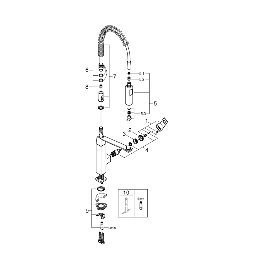 GROHE 31395000 - Virtuves jaucējkrāns EUROCUBE 547 mm spīdīgs hroms
