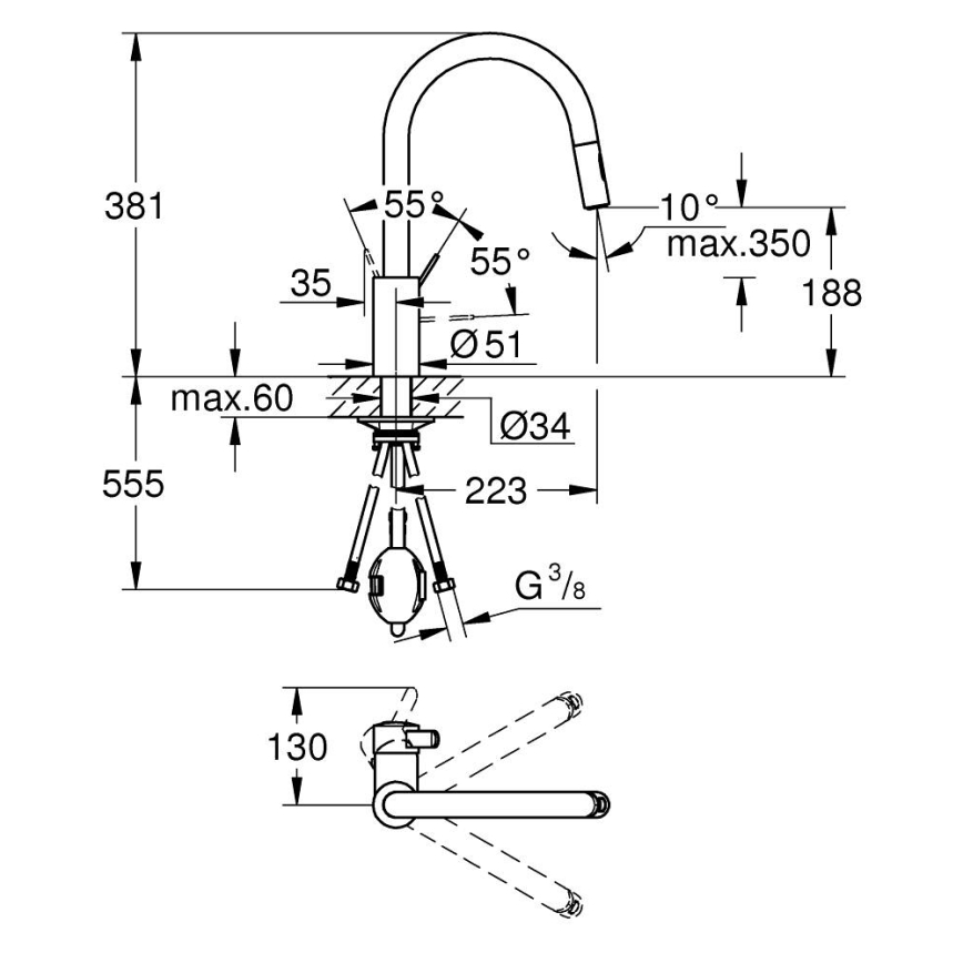 GROHE 31481001 - EUROSMART COSMOPOLITAN izlietnes jaucējkrāns, spīdīgs hroms