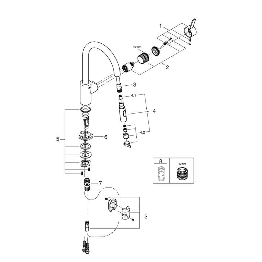 GROHE 31481001 - EUROSMART COSMOPOLITAN izlietnes jaucējkrāns, spīdīgs hroms