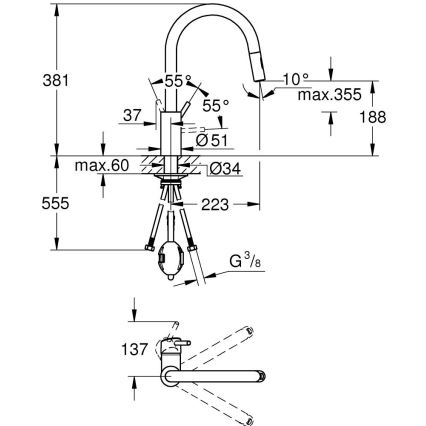 GROHE 31483DC2 - CONCETTO virtuves izlietnes jaucējkrāns no nerūsējošā tērauda