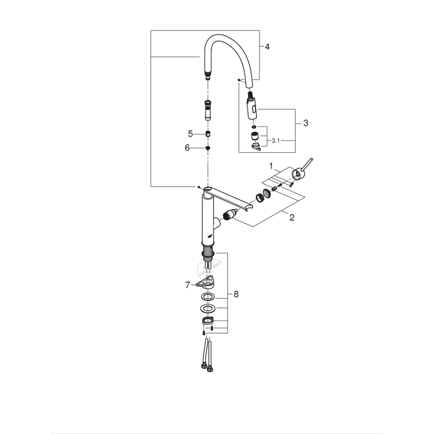 GROHE 31491DC0 - Izlietnes jaucējkrāns CONCETTO DN 15, nerūsējošais tērauds