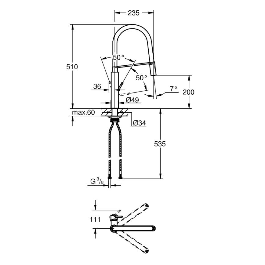 GROHE 31491DC0 - Izlietnes jaucējkrāns CONCETTO DN 15, nerūsējošais tērauds