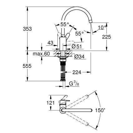 GROHE 31494001 - GET izlietnes jaucējkrāns, pulēts hroms