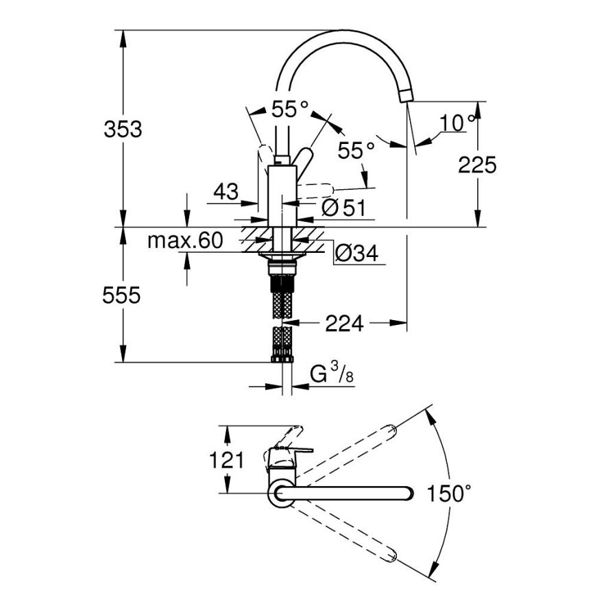 GROHE 31494001 - GET izlietnes jaucējkrāns, pulēts hroms