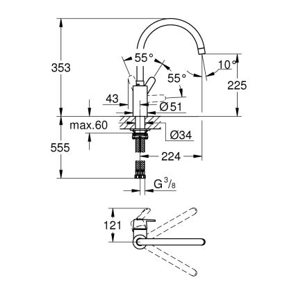 GROHE 31494001 - Izlietnes jaucējkrāns GET, spīdīgs hroms