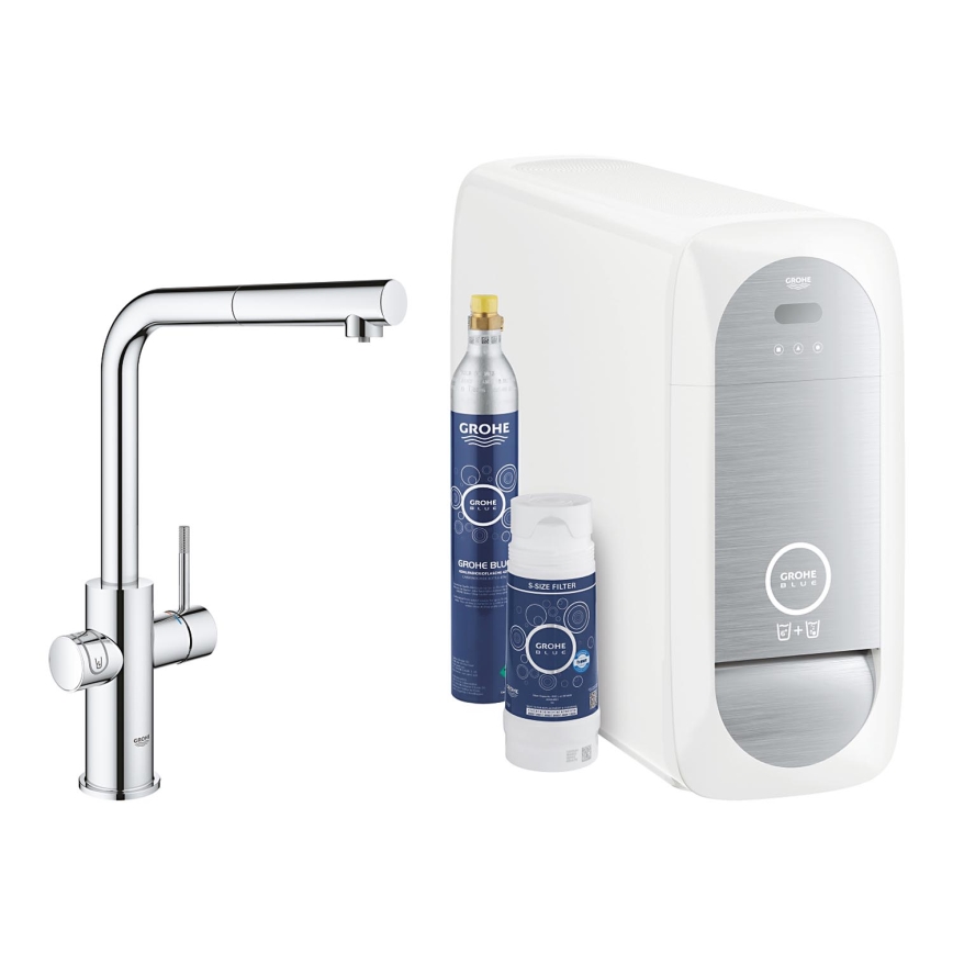 GROHE 31539000 - Izlietnes jaucējkrāns BLUE HOME ar L formas iztecējumu, spīdīgs hroms
