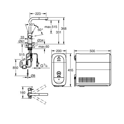 GROHE 31539000 - Izlietnes jaucējkrāns BLUE HOME ar L formas iztecējumu, spīdīgs hroms