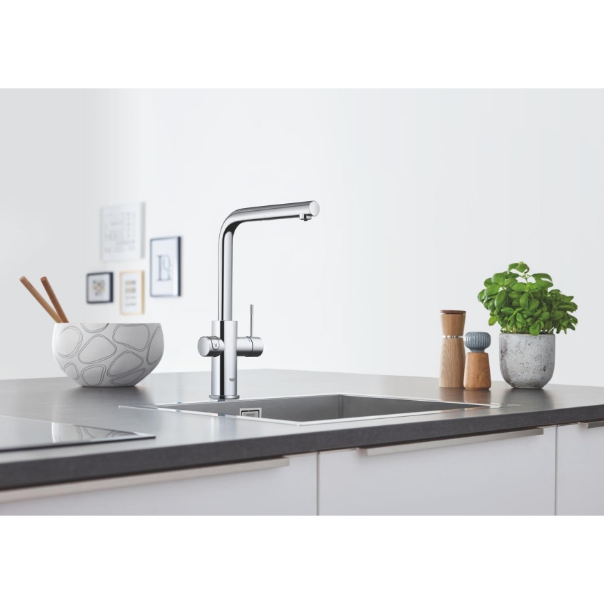 GROHE 31539000 - Izlietnes jaucējkrāns BLUE HOME ar L formas iztecējumu, spīdīgs hroms