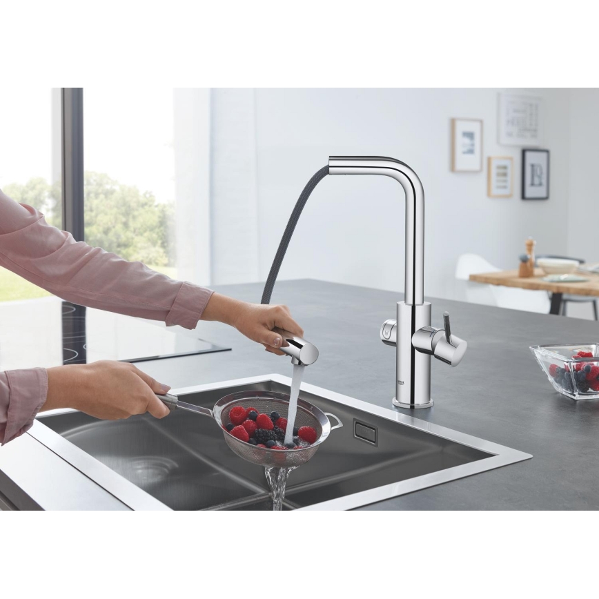 GROHE 31539000 - Izlietnes jaucējkrāns BLUE HOME ar L formas iztecējumu, spīdīgs hroms