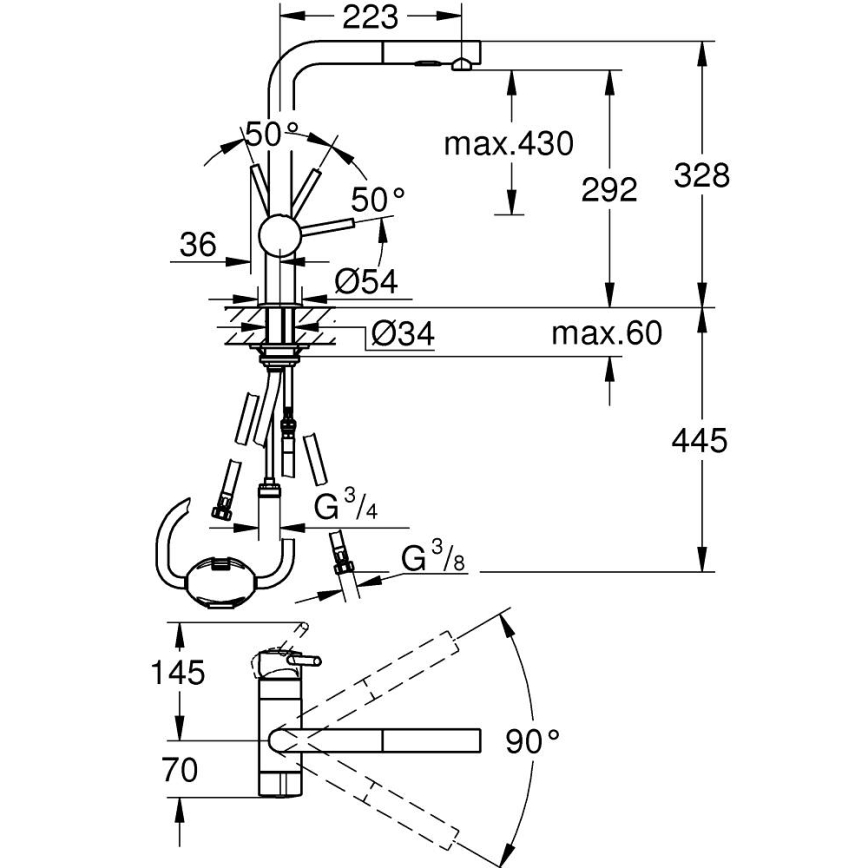GROHE 31558GN0 - Izlietnes jaucējkrāns A zelta