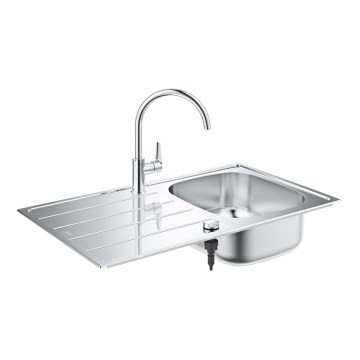 GROHE 31562SD1 - BAU virtuves izlietnes un jaucējkrāna komplekts, 860 x 500 mm, no nerūsējošā tērauda