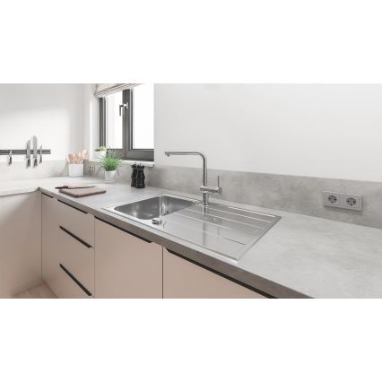 GROHE 31573SD1 - K500 virtuves izlietnes komplekts ar noteces paliktni un A tipa jaucējkrānu, 86×50 cm, nerūsējošais tērauds