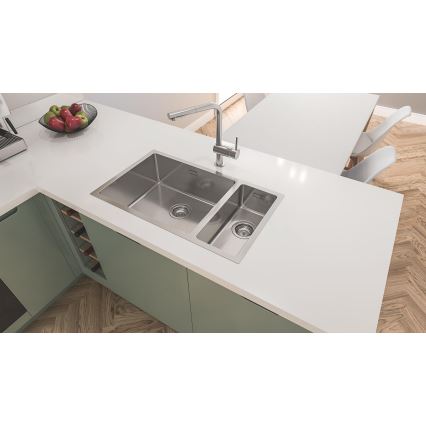 GROHE 31573SD1 - K500 virtuves izlietnes komplekts ar noteces paliktni un A tipa jaucējkrānu, 86×50 cm, nerūsējošais tērauds