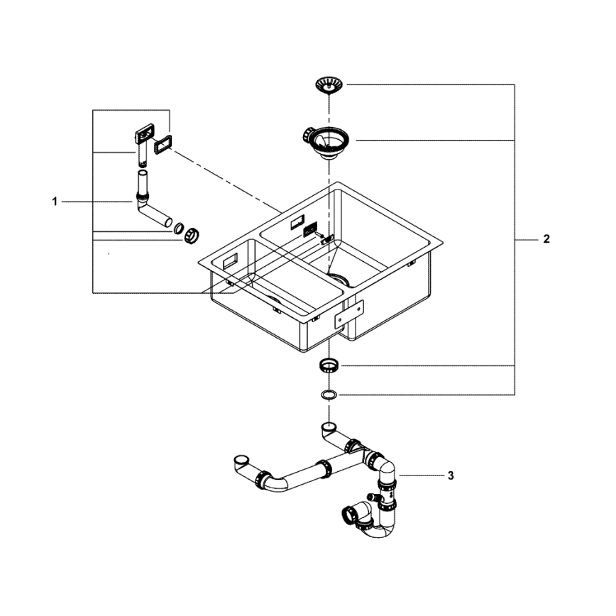 GROHE 31576SD1 - Virtuves izlietne K700U, 595 × 450 mm, nerūsējošā tērauda