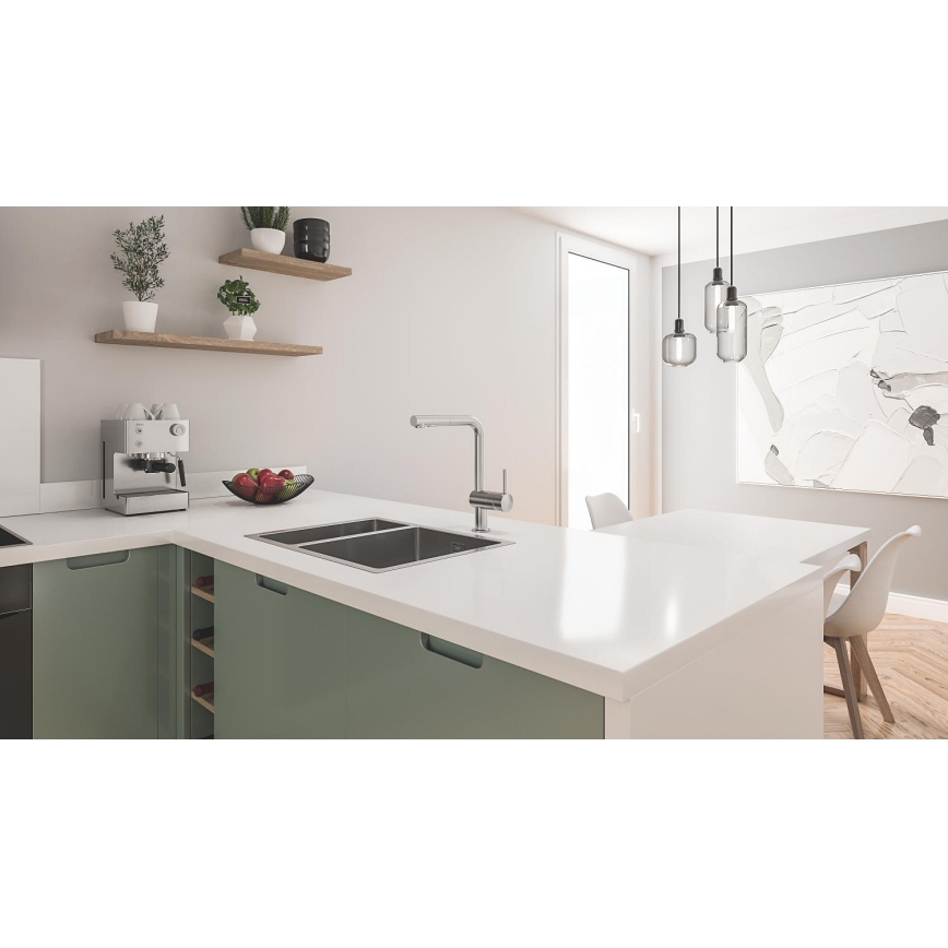GROHE 31576SD1 - Virtuves izlietne K700U, 595 × 450 mm, nerūsējošā tērauda