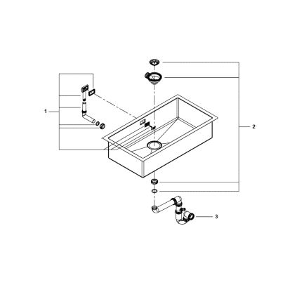 GROHE 31580SD1 - K700 nerūsējošā tērauda virtuves izlietne 864 × 464 mm