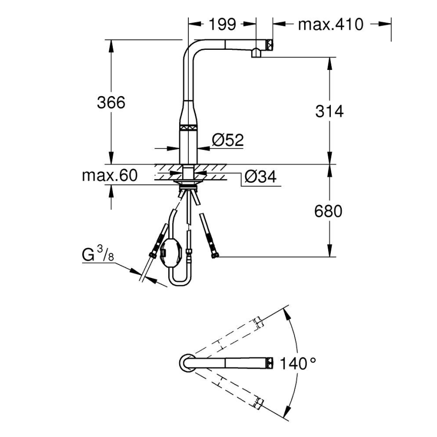 GROHE 31615000 - Izlietnes jaucējkrāns ESSENCE SMARTCONTROL, 366 mm, spīdīgs hroms