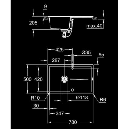 GROHE 31639AP0 - Izlietne K400 780 × 500 mm akmens/melna