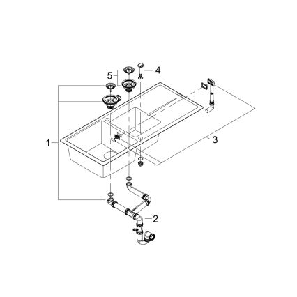 GROHE 31643AP0 - Kompozīta izlietne K400 1160 × 500 mm akmens/melna