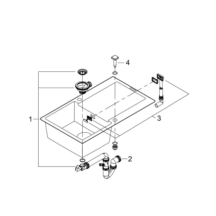 GROHE 31644AP0 - Izlietne K500 860 × 500 mm granīts/melna