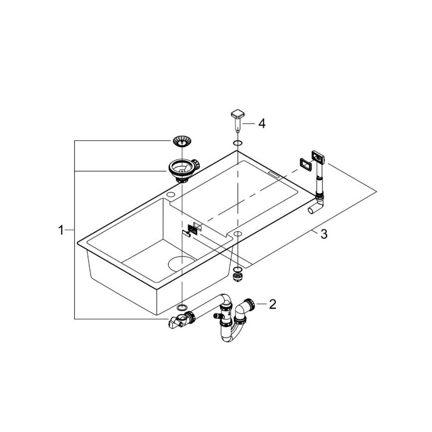 GROHE 31645AP0 - Izlietne K500 1000 × 500 mm akmens/melna