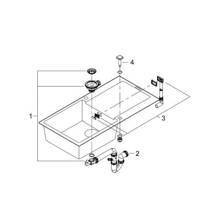 GROHE 31645AP0 - Kompozīta izlietne K500 1000 × 500 mm melna