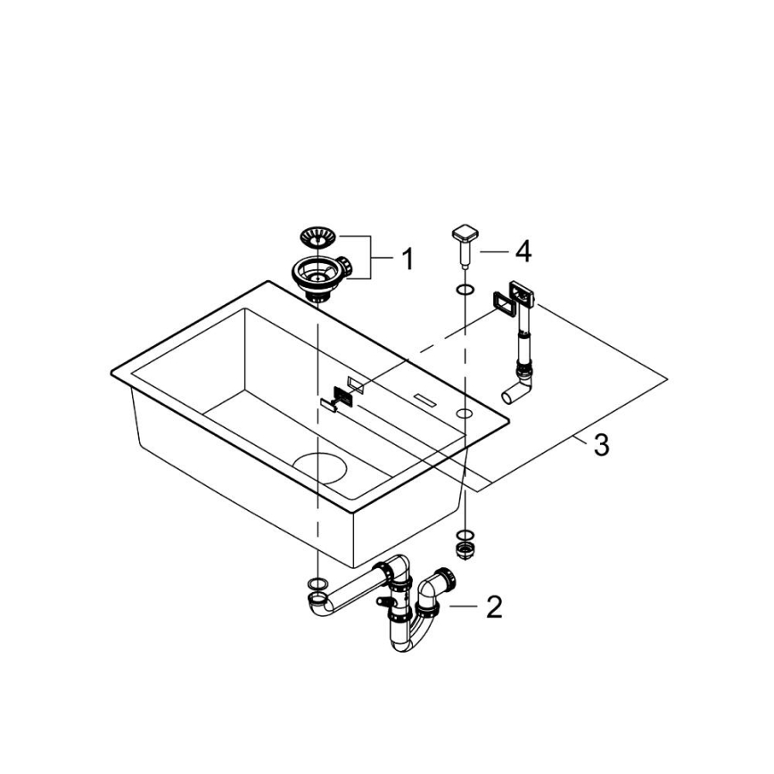 GROHE 31652AP0 - Kompozīta izlietne K700 780 × 510 mm granīta/melna