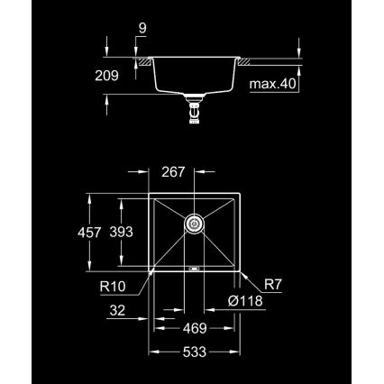 GROHE 31654AP0 - Izlietne K700U 533 × 457 mm melns granīts/melns