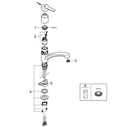GROHE 31680000 - BAUECO izlietnes jaucējkrāns, spīdīgs hroms