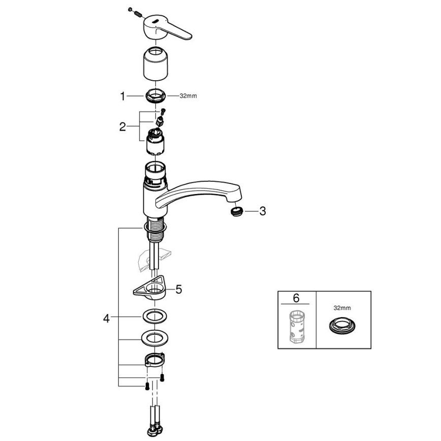 GROHE 31680000 - BAUECO izlietnes jaucējkrāns, spīdīgs hroms