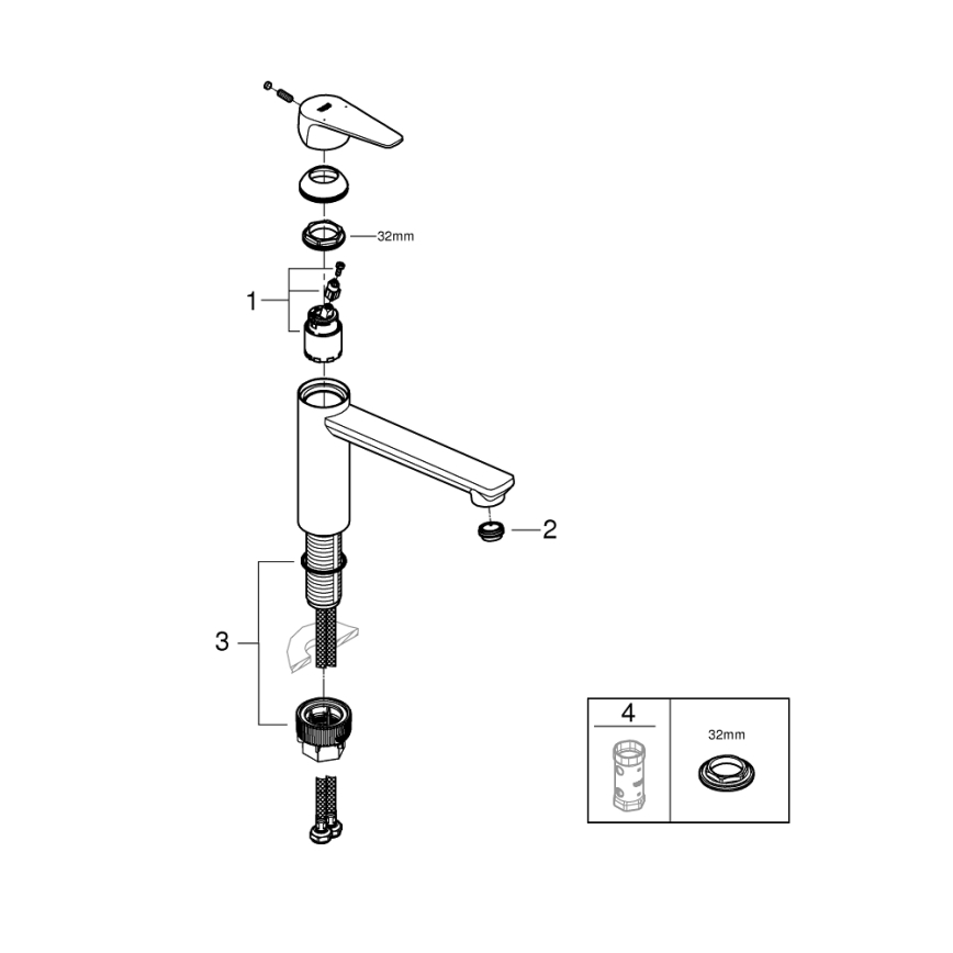 GROHE 31693000 - Izlietnes jaucējkrāns BAUEDGE 193 mm pulēts hroms