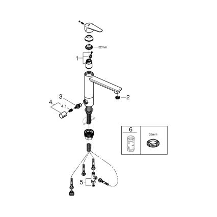 GROHE 31696000 - BAUEDGE virtuves izlietnes jaucējkrāns, spīdīgs hroms