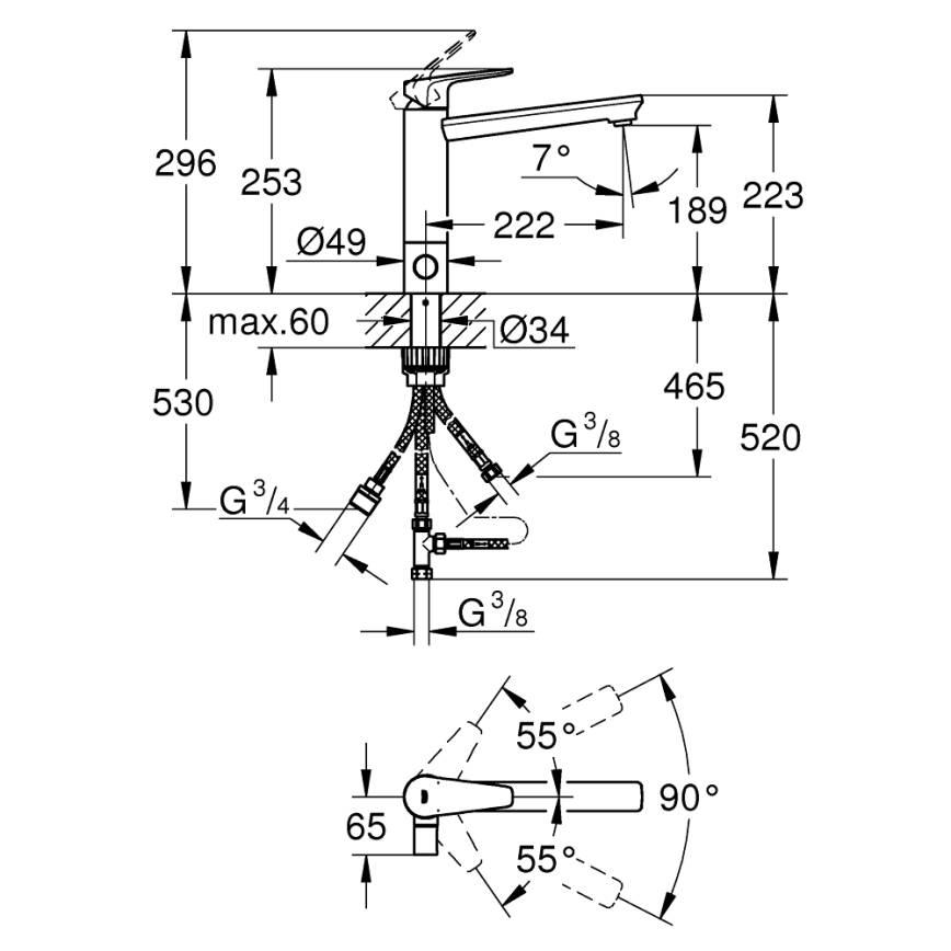 GROHE 31696000 - Izlietnes jaucējkrāns BAUEDGE, spīdīgs hroms