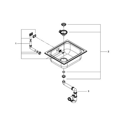 GROHE 31719SD0 - Virtuves izlietne K200 533 × 457 mm, no nerūsējošā tērauda