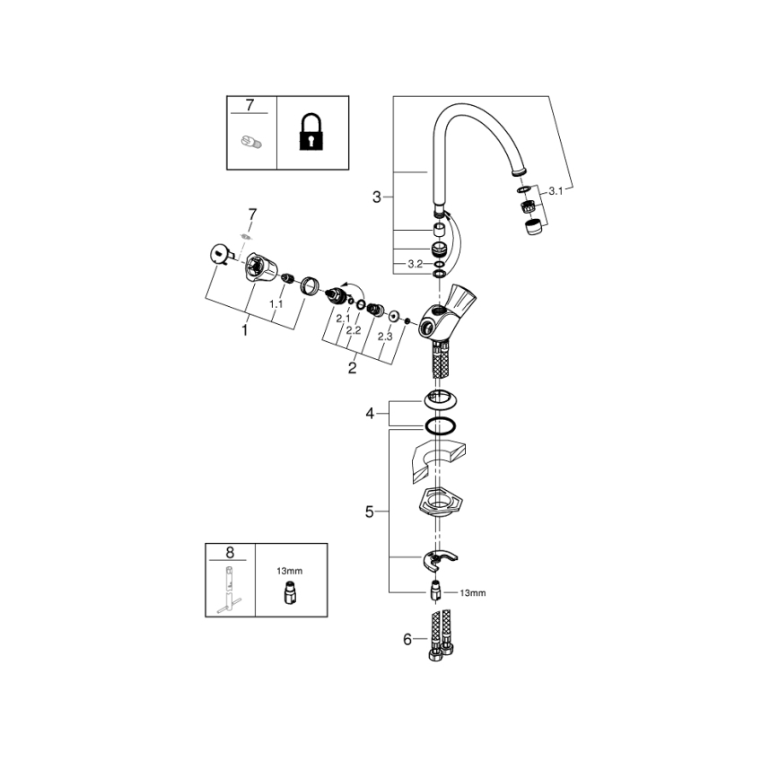 GROHE 31831001 - COSTA L izlietnes jaucējkrāns spīdīgs hroms