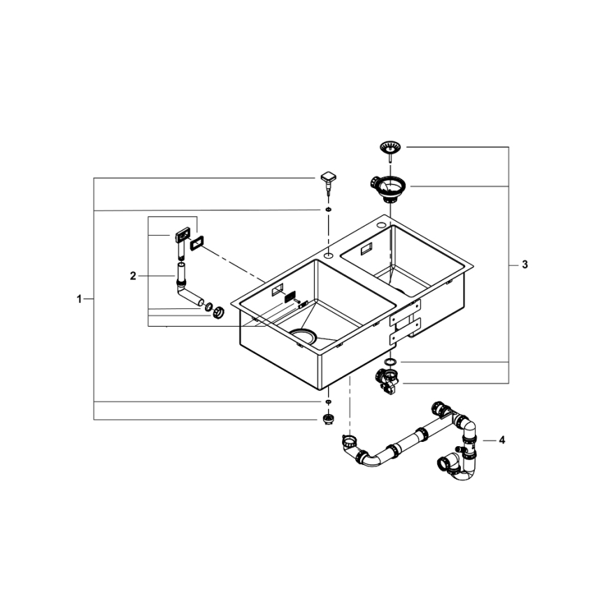 GROHE 31855SD0 - Virtuves izlietne K700 860 × 500 mm no nerūsējošā tērauda