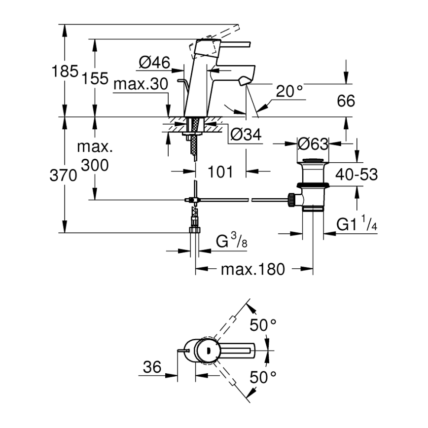 GROHE 32204001 - Izlietnes jaucējkrāns CONCETTO DN 15 spīdīgs hroms