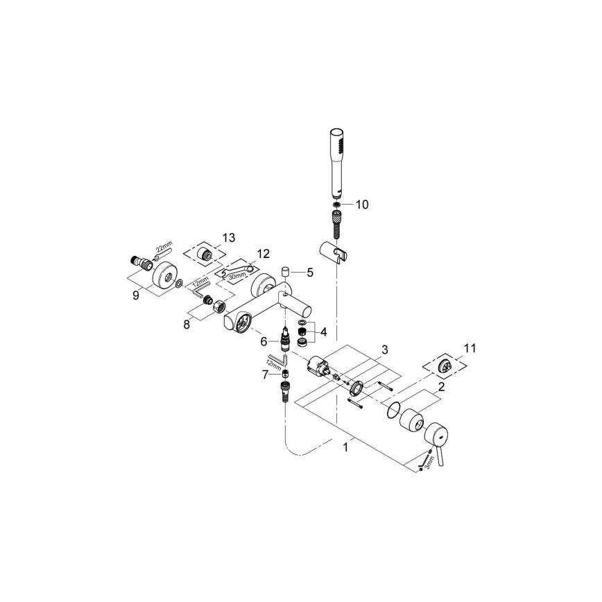 GROHE 32212001 - CONCETTO vannas jaucējkrāna komplekts, spīdīgs hroms