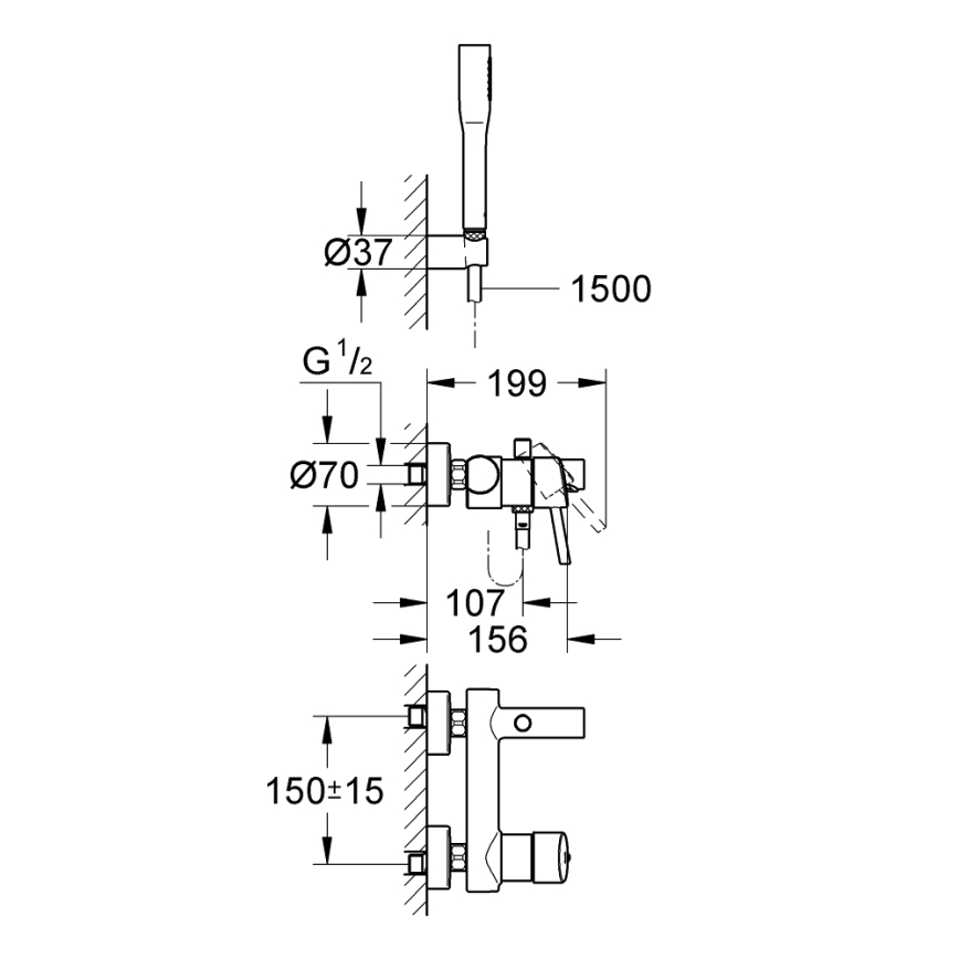 GROHE 32212001 - CONCETTO vannas jaucējkrāna komplekts, spīdīgs hroms