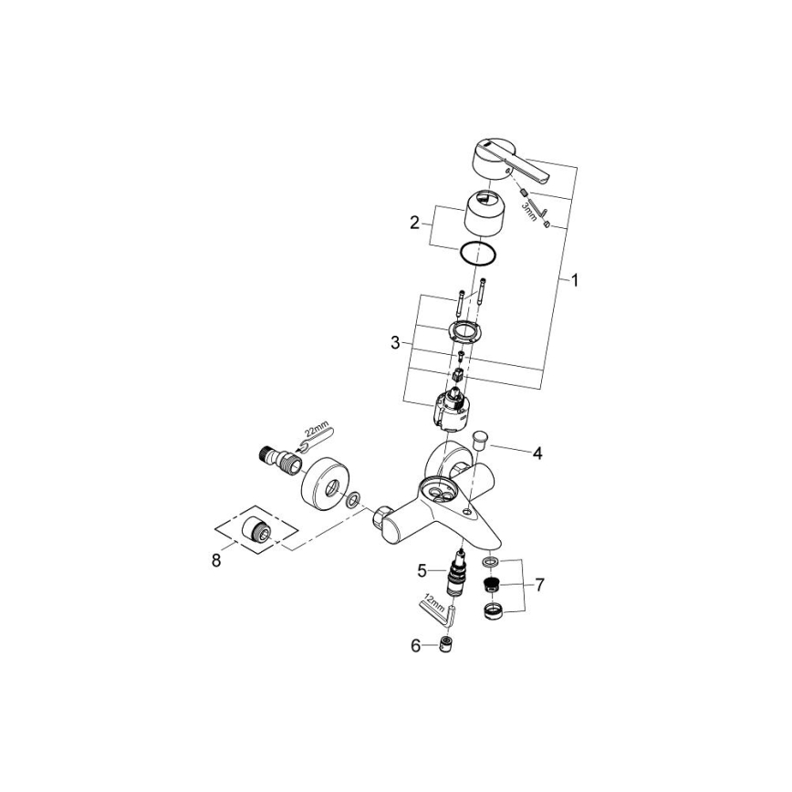 GROHE 32269000 - Vannas jaucējkrāns FEEL DN 15 spīdīgs hroms