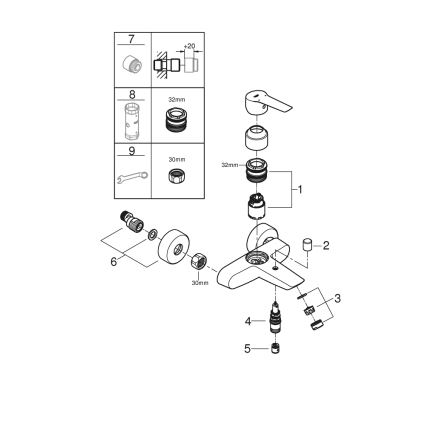 GROHE 322782432 - Vannas jaucējkrāns START 188 mm melns