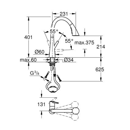 GROHE 32294002 - izlietnes jaucējkrāns ZEDRA 401 mm, spīdīgs hroms