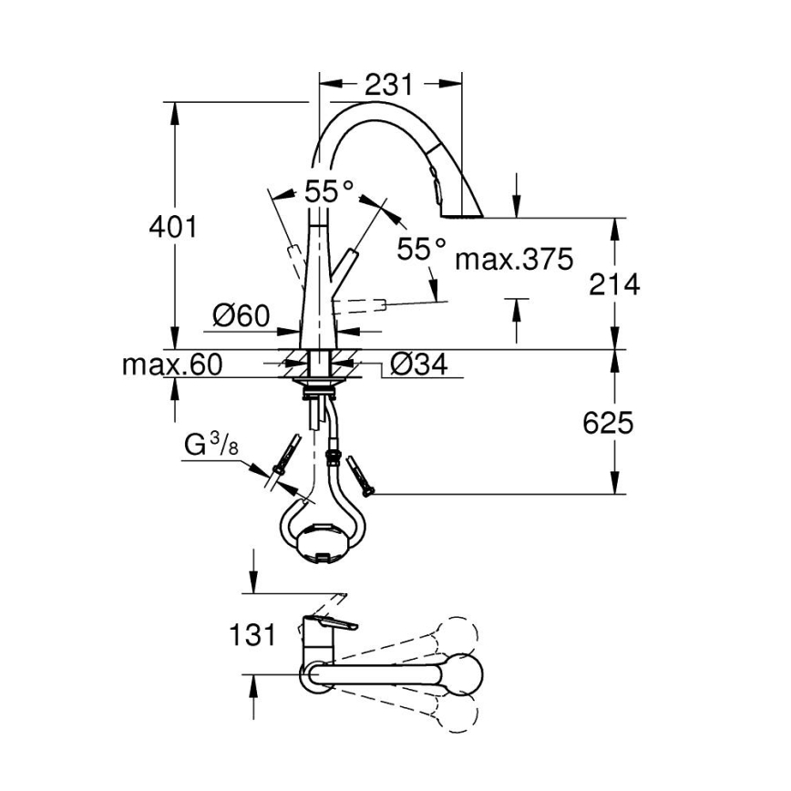 GROHE 32294002 - izlietnes jaucējkrāns ZEDRA 401 mm, spīdīgs hroms