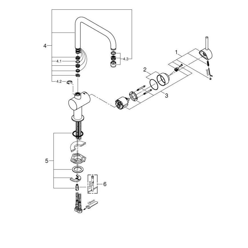 GROHE 32488000 - Izlietnes jaucējkrāns A, spīdīga hroma apdare